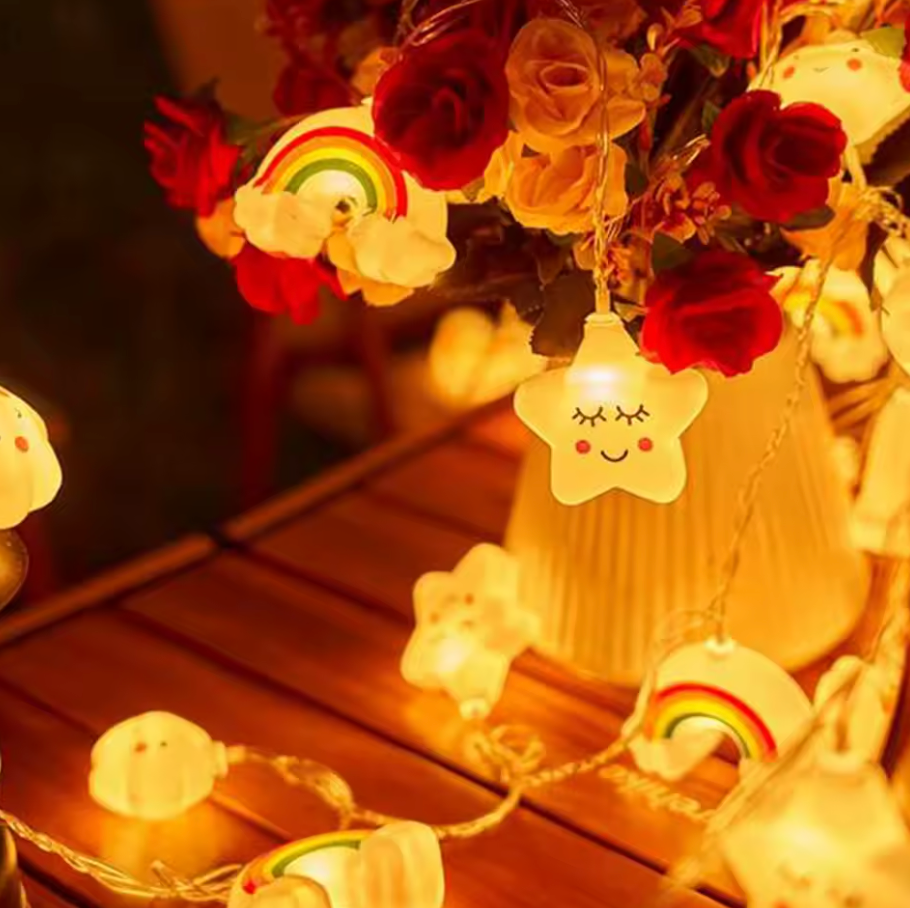 Rainbow&Star&Cloud String Lights LED Decorative Fairy Light Battery Powered Lights