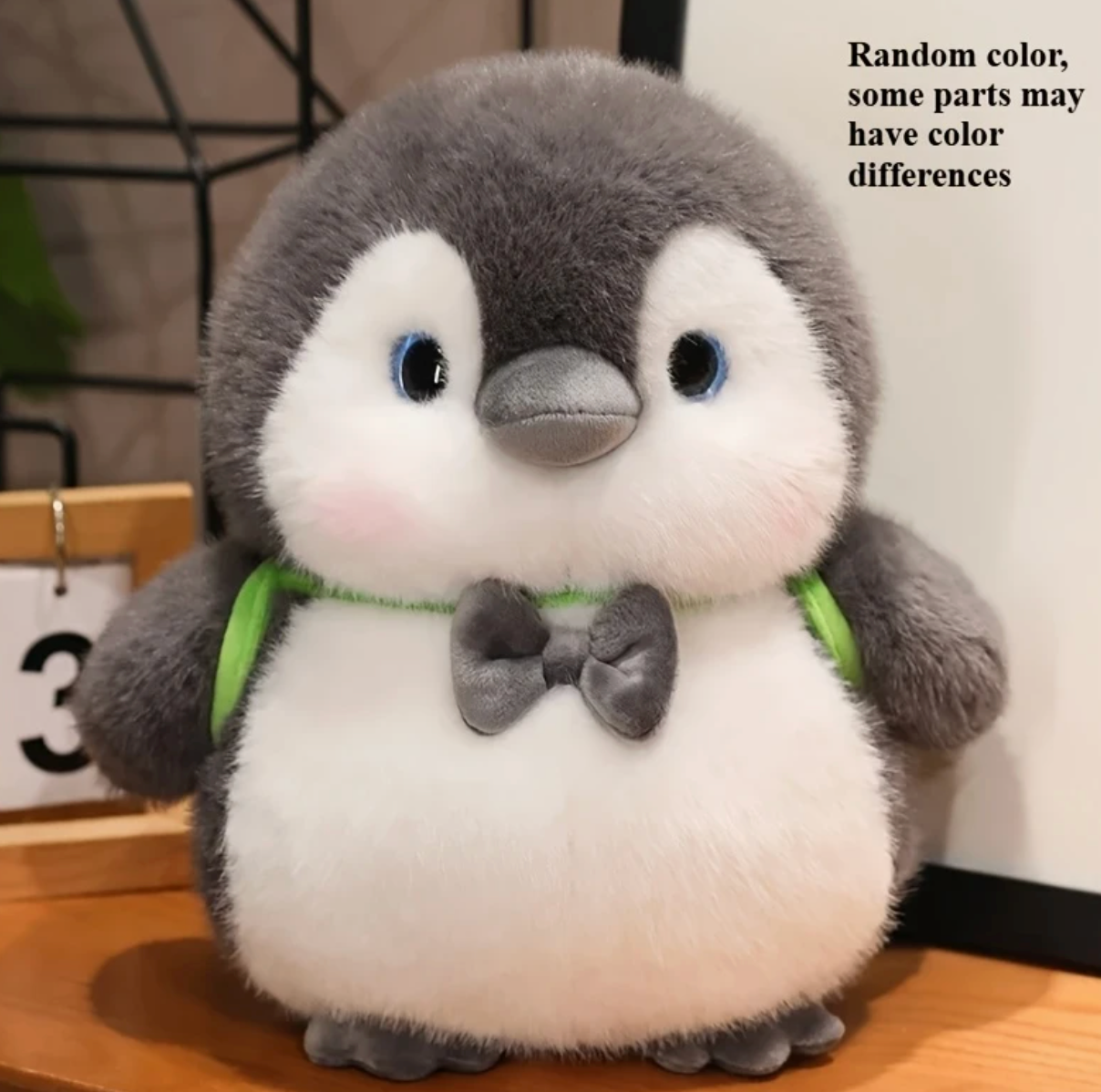 Fat Fluffy Penguin with backpacks - Grey and Pink