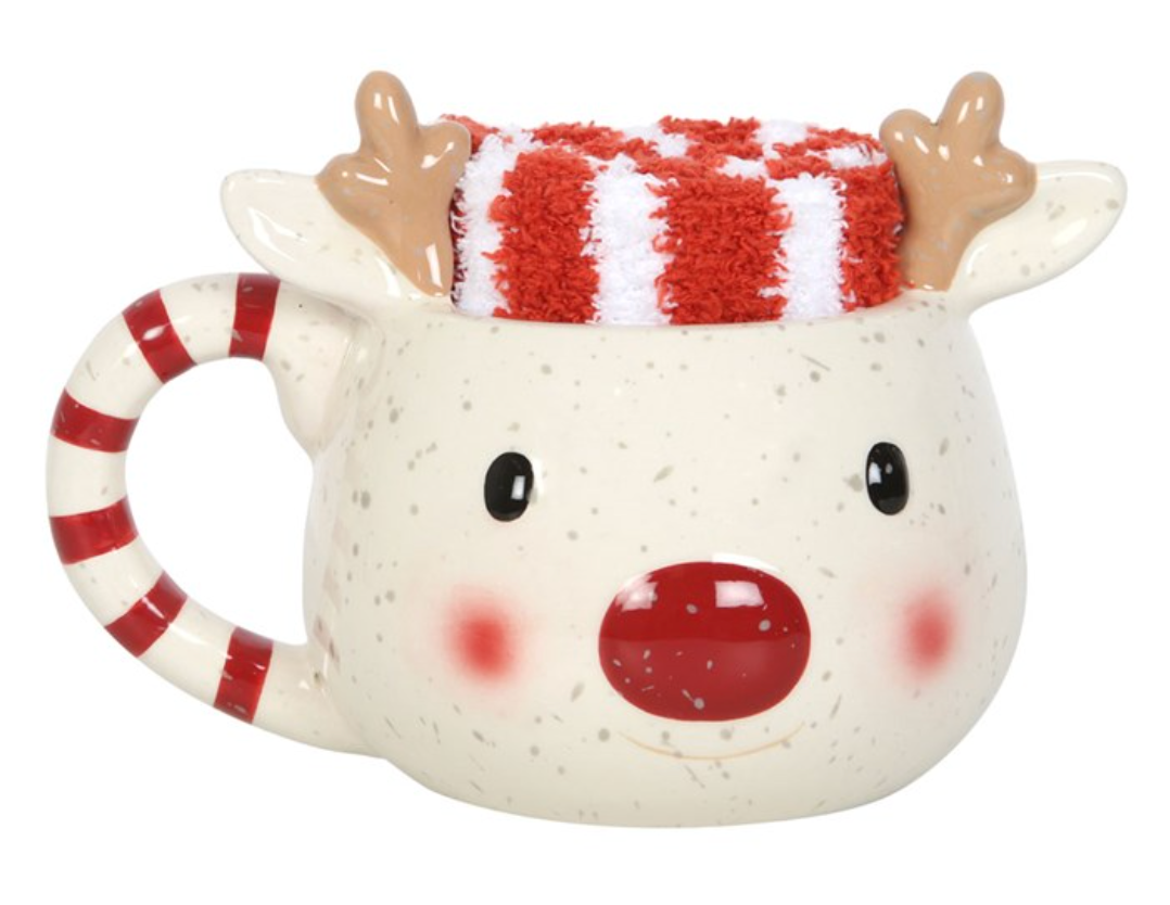 Rudolph Reindeer Mug and Socks Set