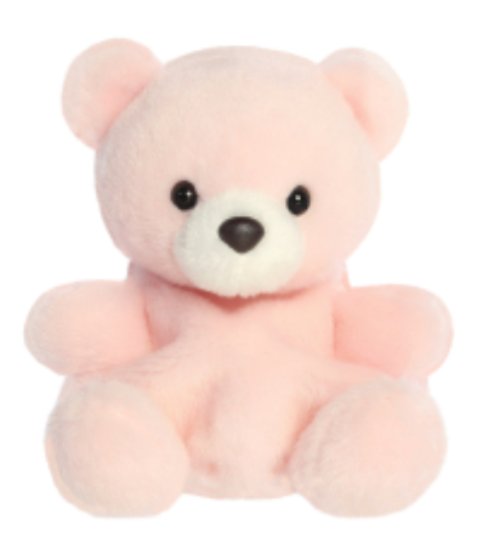 Pink teddy bear on a white background