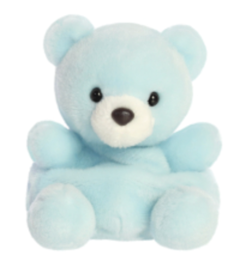 Blue teddy bear on a white background