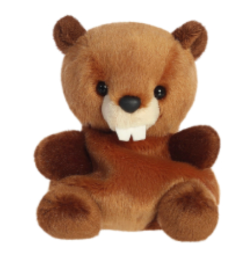 Plush toy beaver on a white background