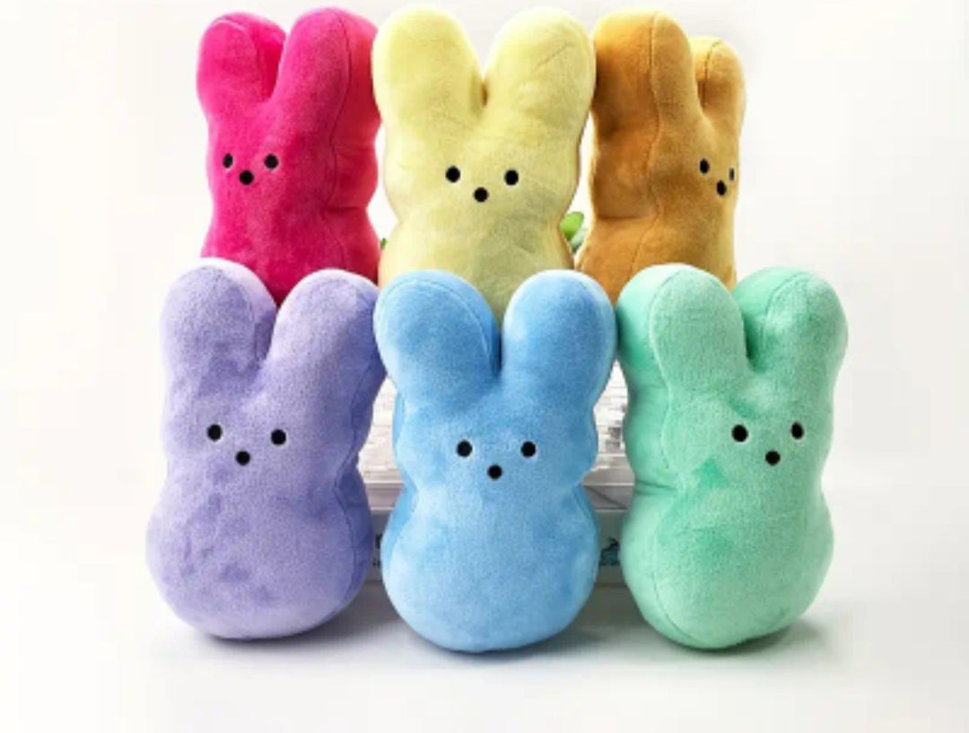 Colourful Plush Bunnies Pink Yellow Brown Purple Blue Green