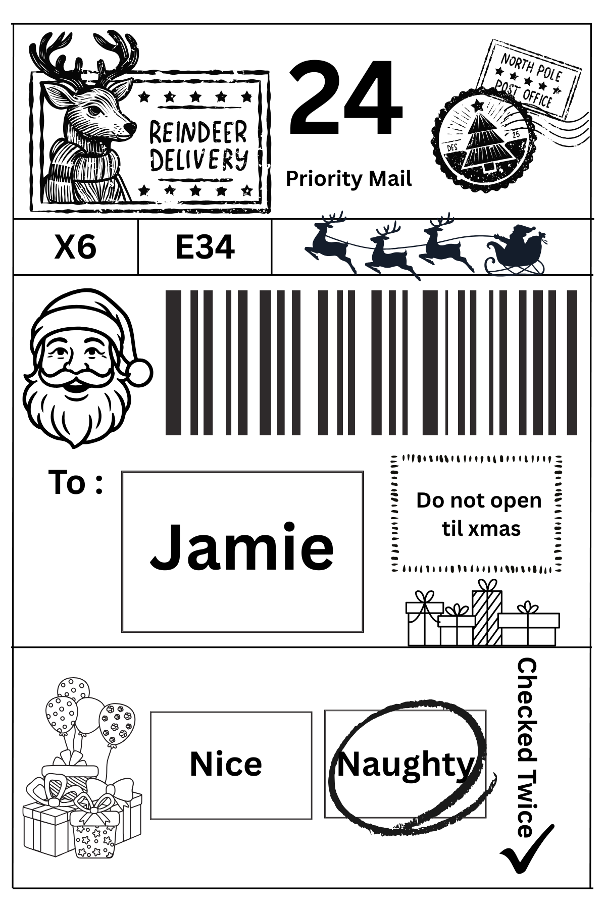 Personalised Christmas Labels Pack of 10, 20 and 50