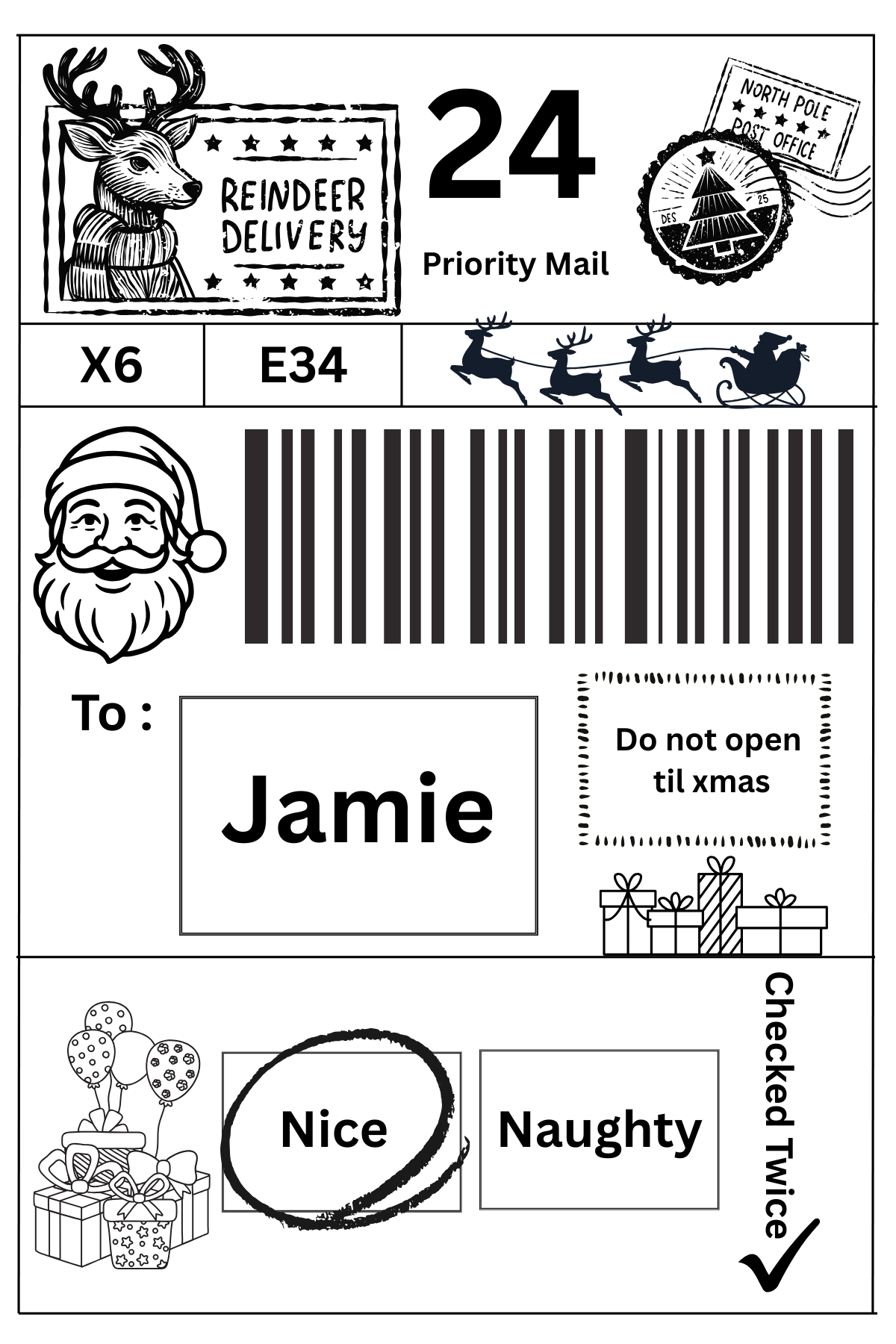 Personalised Christmas Labels Pack of 10, 20 and 50