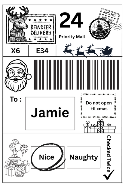 Personalised Christmas Labels Pack of 10, 20 and 50