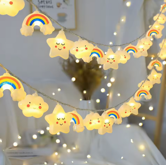 Rainbow&Star&Cloud String Lights LED Decorative Fairy Light Battery Powered Lights