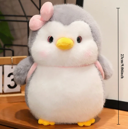 Fat Fluffy Penguin with backpacks - Grey and Pink