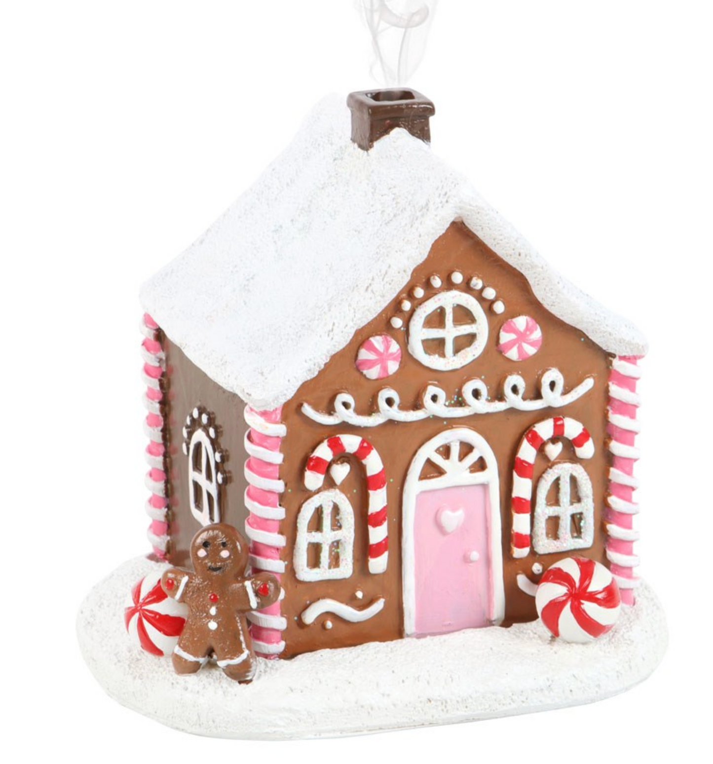 Pink Gingerbread House Incense Cone Burner