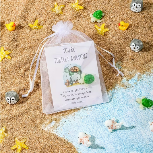 Inspirational Animal-Themed Appreciation Gifts with Note Cards - Assorted Resin Figurines (Ducks, Turtles, Owls) & Glitter Stars, Pocket-Sized Motivational Favors for Coworkers, Birthdays, Get Well, Good Luck
