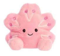 Pink plush toy cherry blossom design on a white background