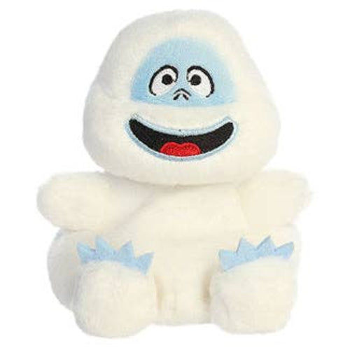 A white plush toy character with a blue face, embroidered eyes, a wide black and red smile, and small blue paw prints on its feet, shown against a plain white background.